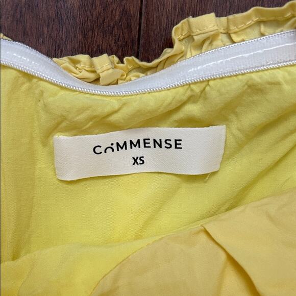 Commense Midi Bustier Strapless Yellow Dress with Front Slit, Size XS - Picture 16 of 16